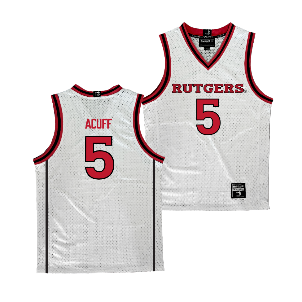 Rutgers Men's Basketball White Jersey - Tyson Acuff