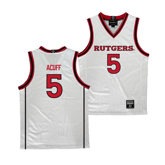 Rutgers Men's Basketball White Jersey - Tyson Acuff