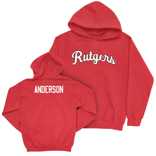 Red Track & Field Script Hoodie  - Donavan Anderson