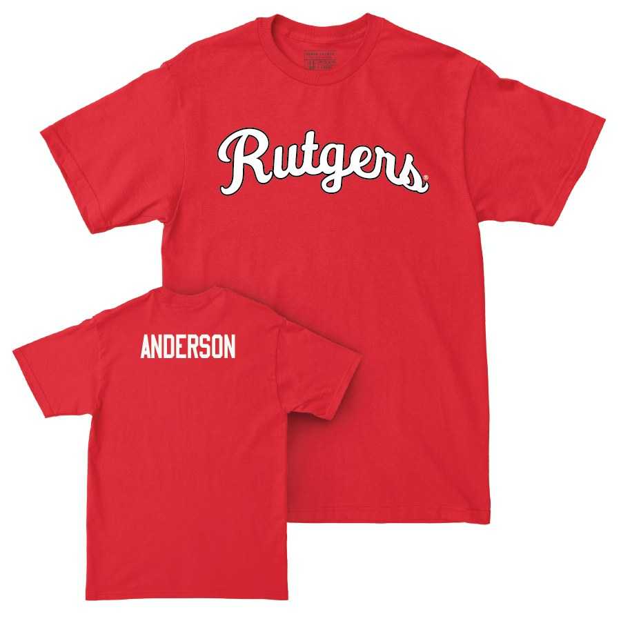 Red Track & Field Script Tee  - Donavan Anderson