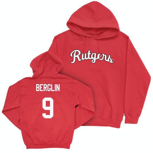 Red Baseball Script Hoodie  - Quinn Berglin