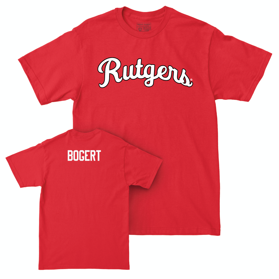 Red Women's Rowing Script Tee  - Sarah Bogert